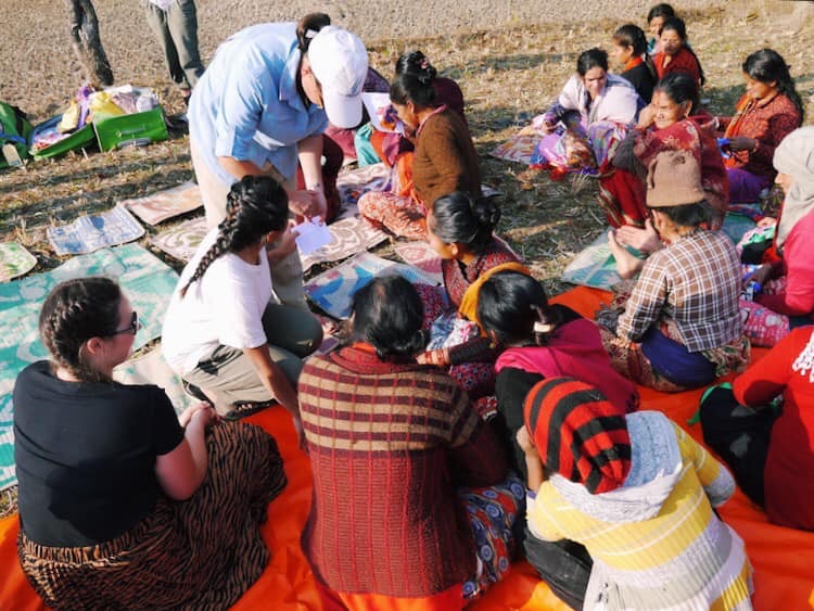 Health volunteer leading a women's health workshop